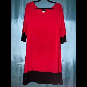 Star Vixen Red with Black Stripe 3/4 Sleeve Dress 1X